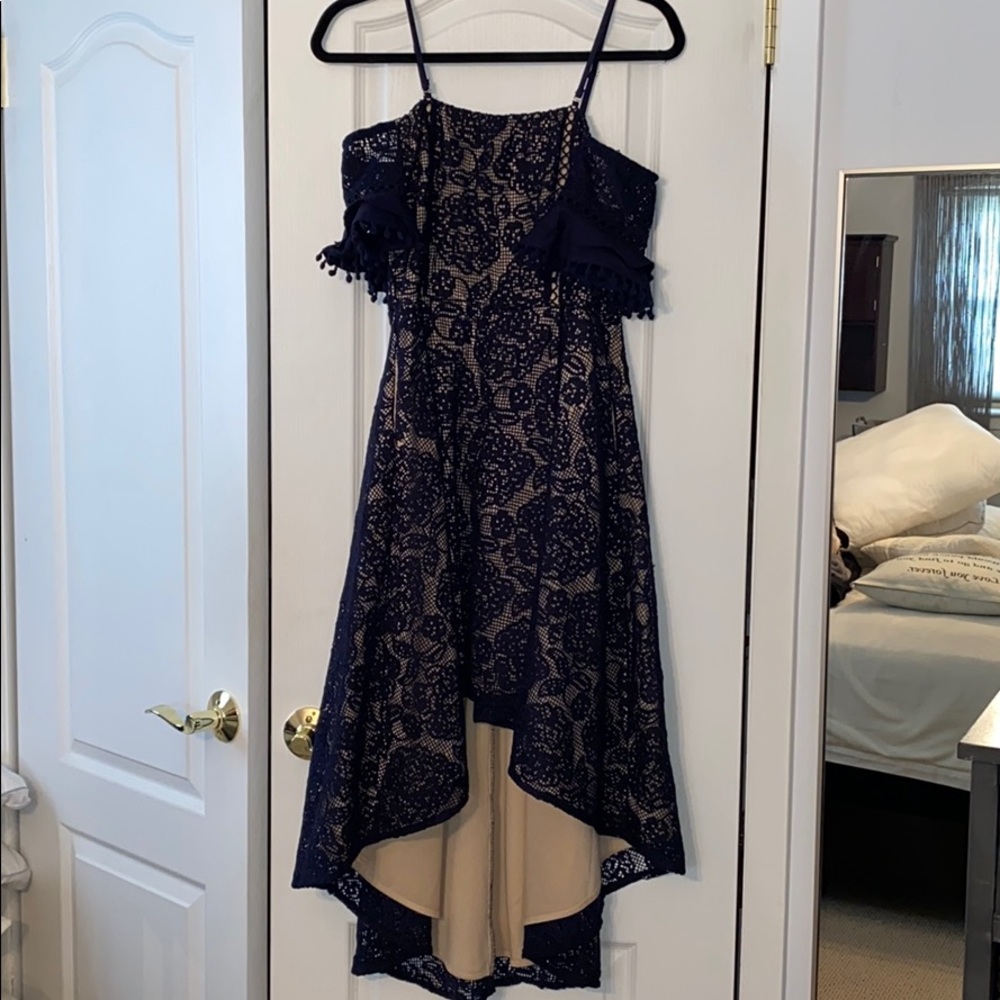 Navy blue high low dress